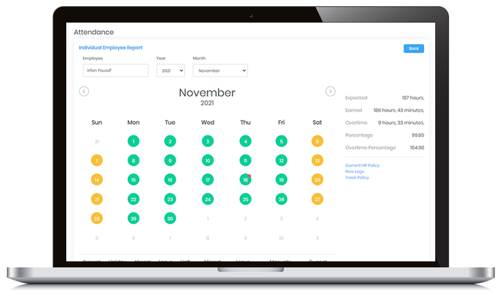 Manage Attendance Over Calender